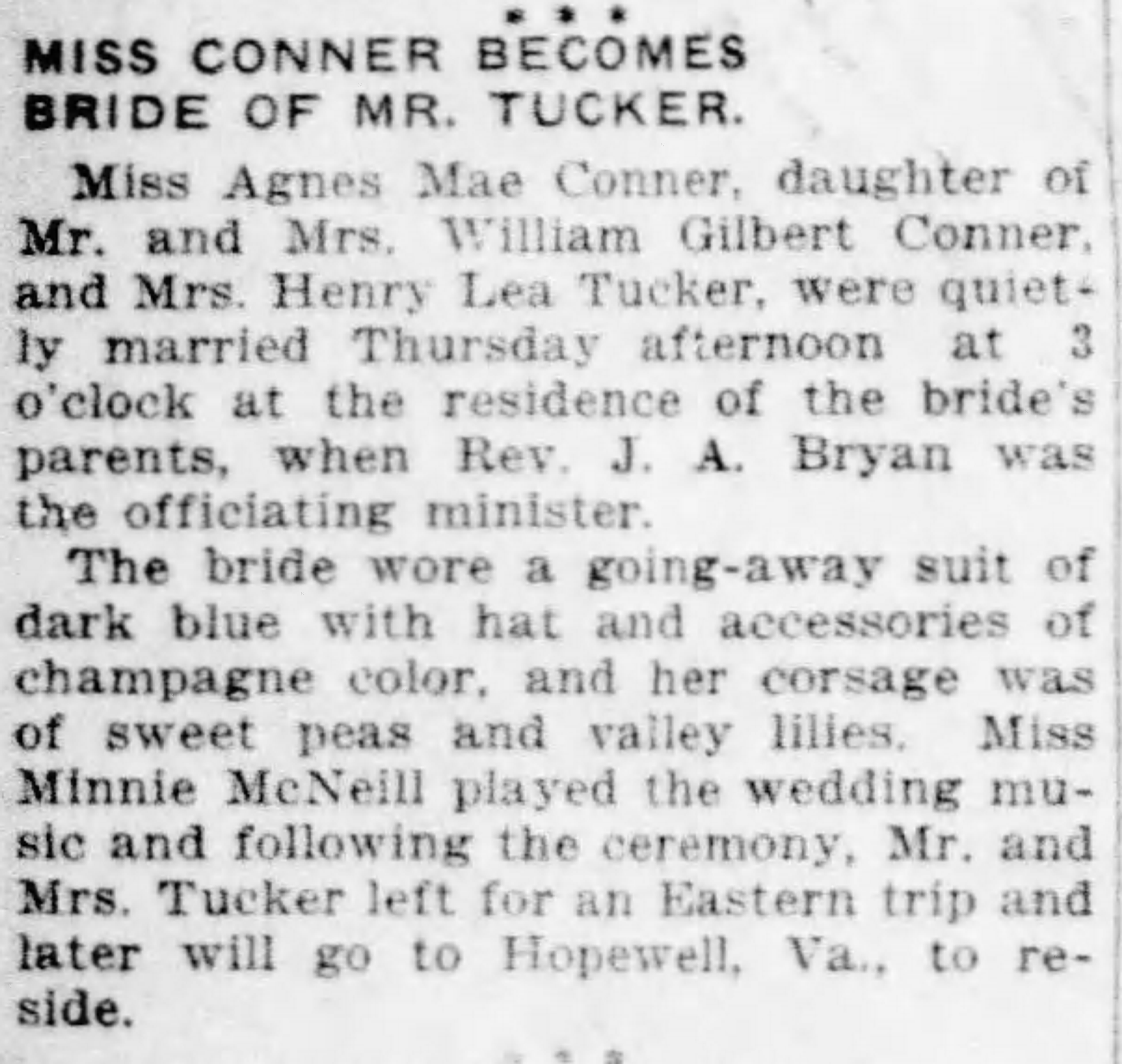 Agnes Mae Conner-Henry Lea Tucker